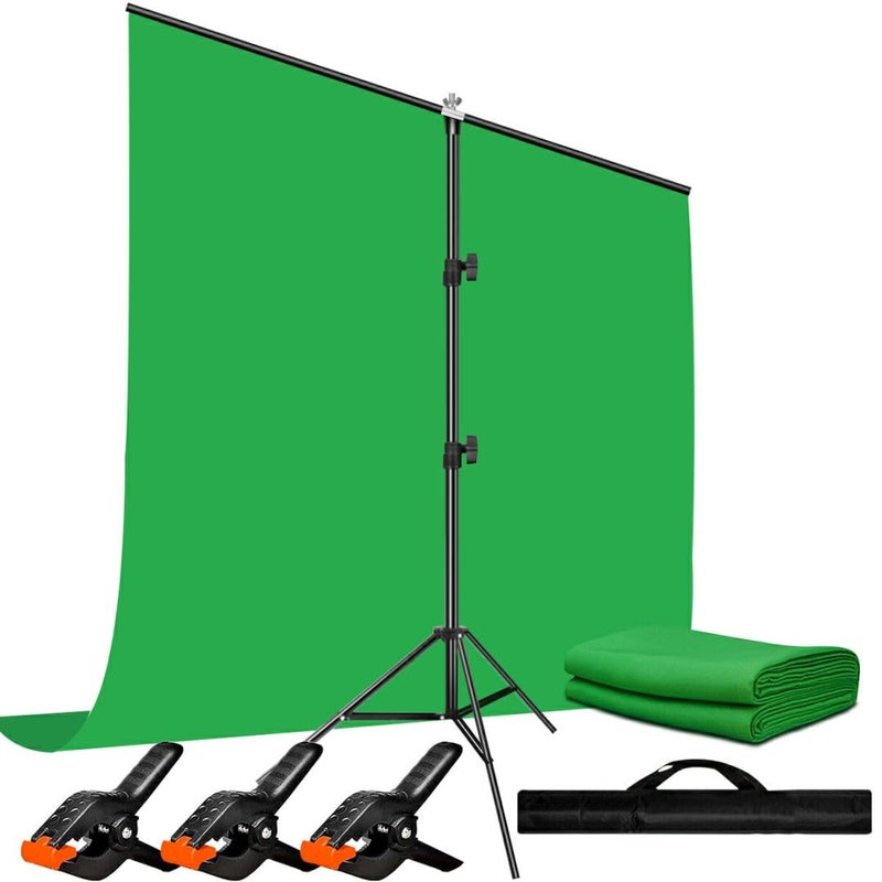 Heysliy 5X6.5ft Green Screen Backdrop with Stand Height Adjusted, Washable, Ironable Green Screen with T-Shape Background Stand Kit with Carrying Bag & Clamps for Streaming, Video, Zooming, Gaming - Image 1