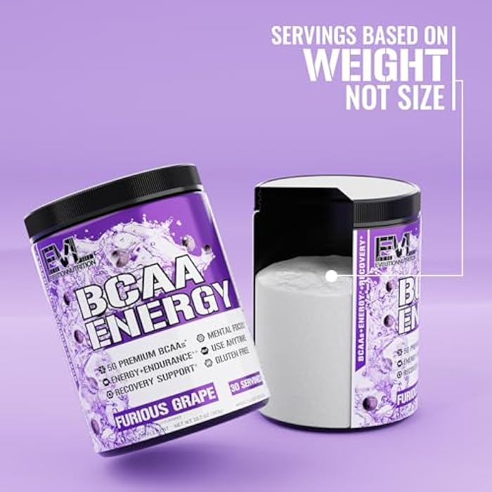 Evlution EVL BCAAs Amino Acids Powder - BCAA Energy Pre Workout Powder for Muscle Recovery Lean Growth and Endurance - Rehydrating Post Workout Recovery Drink with Natural Caffeine - Furious Grape - Image 5