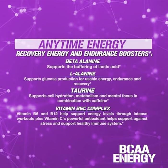 Evlution EVL BCAAs Amino Acids Powder - BCAA Energy Pre Workout Powder for Muscle Recovery Lean Growth and Endurance - Rehydrating Post Workout Recovery Drink with Natural Caffeine - Furious Grape - Image 4