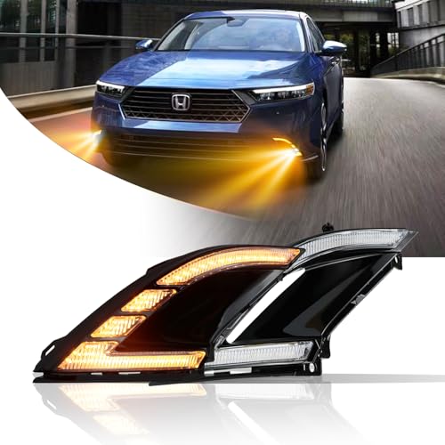 PGTOPONE Switchback White/Amber LED Front Bumper Fog Light DRL Amber Sequential Turn Signal Feature Compatible with Honda Accord 2023-up EX LX EX sport Hybrid EX-L - Image 1