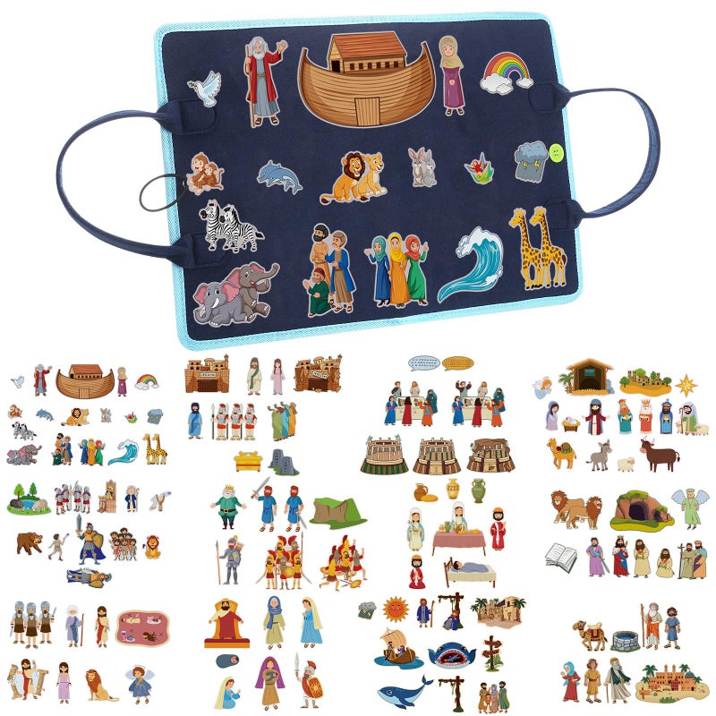 SmoothNovelty 12 Pack Flannel Felt Board Stories Set with a Foldable Board for Preschool Activities Boys GirlsBible - Image 3