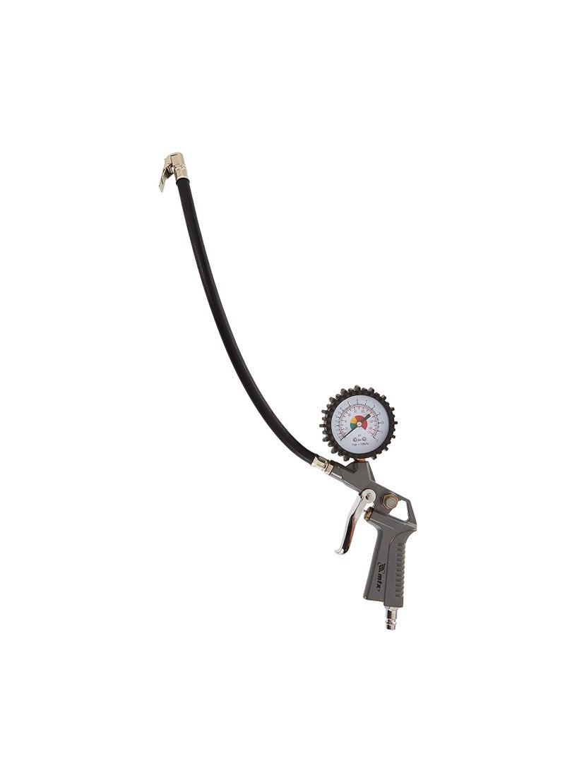 Generic Tyre Pressure Gauge Tire Pressure Gauge Gun Air Tire Inflator Dial Gauge With Flexible Hose For Cars Motorbike  - Image 1