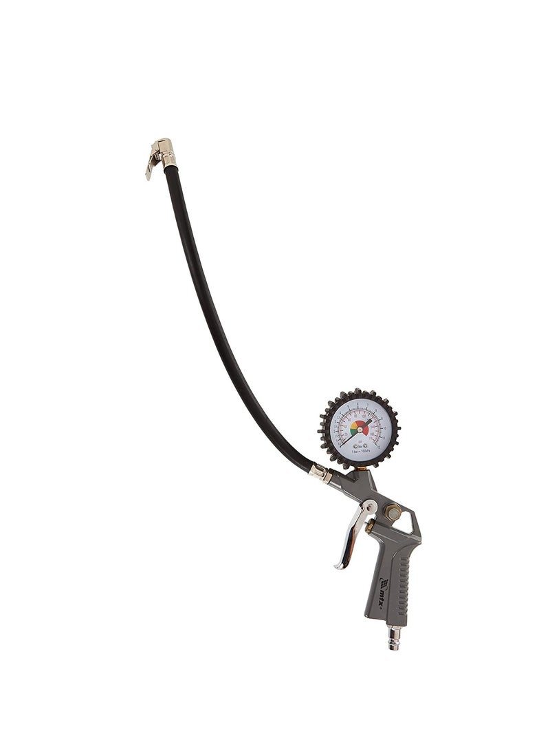 Generic Tyre Pressure Gauge Tire Pressure Gauge Gun Air Tire Inflator Dial Gauge With Flexible Hose For Cars Motorbike  - Image 3