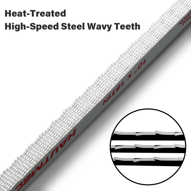 HAUTMEC 10" Hacksaw Blades 32 TPI â€“ 10 Pack Bi-Metal Replacement Blades with High-Speed Steel Teeth and Spring Steel Body, Professional Grade, Fits Most Hacksaw Frames - Image 4