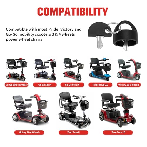 GREHUA Easy Pull Key Compatible with Pride Victory Mobility Scooter GoGo Elite Traveller Revo Zero Turn Legend Mega Motion Ultra X M1 Lite Electric Power Wheel Chair Replacement Parts Set of 2 - Image 5