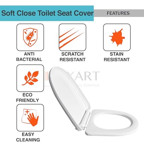 LUXART Toilet Seat Cover 43L x 34.5W CM |Western Commode Oval Seat Cover| Soft Close Technology Heavy Quality Commode Lid With Installation Kit | Stylish PP Toilet Cover For Bathroom, Commercial Use - Image 5