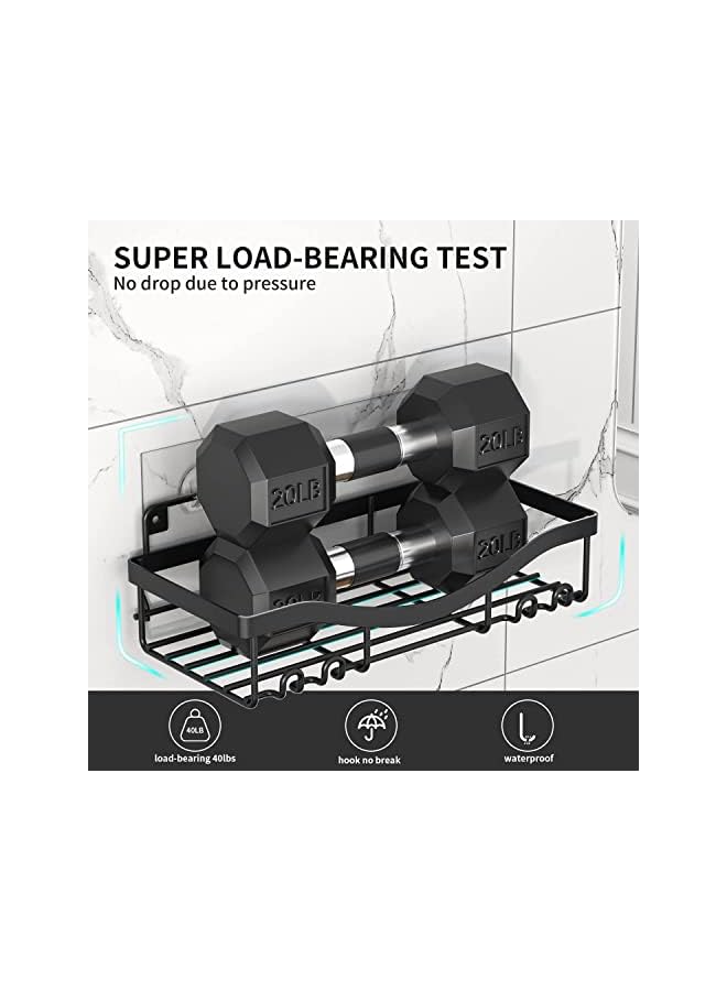 Raxoom Shower Caddy | Wall Mounted & No Drilling Bathroom Shelves with Adhesive Hook for Hanging Shower Organizer | Rustproof Hard Iron Soap Holder for Kitchen,Dorm & Bathroom Storage,4pack(Black) - Image 5