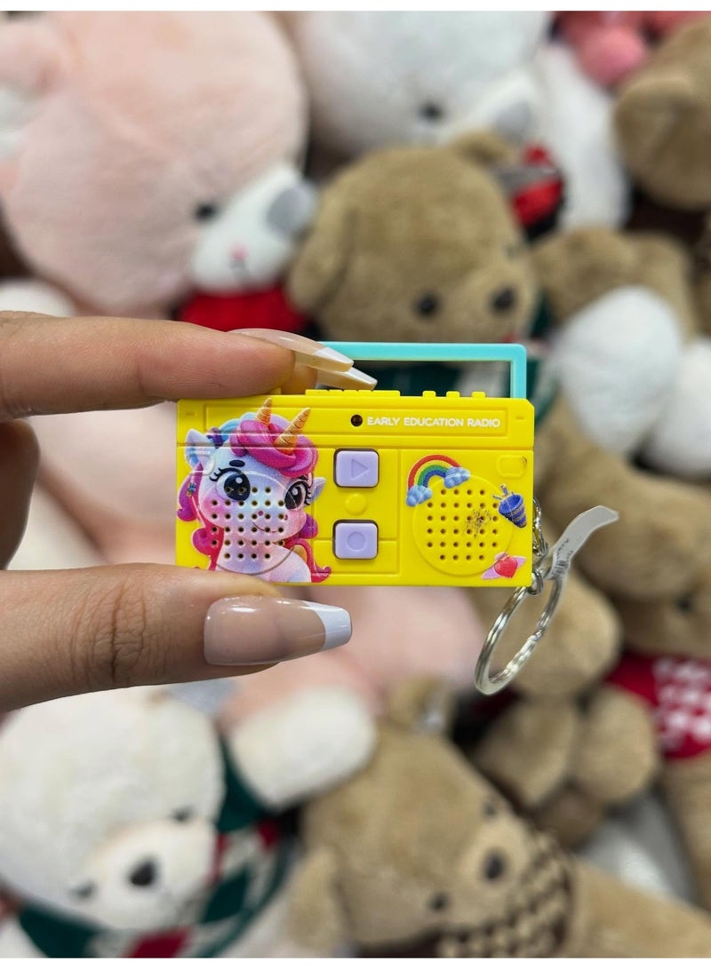 Wen Sheng Yellow Unicorn Retro Radio Voice Recorder Keychain