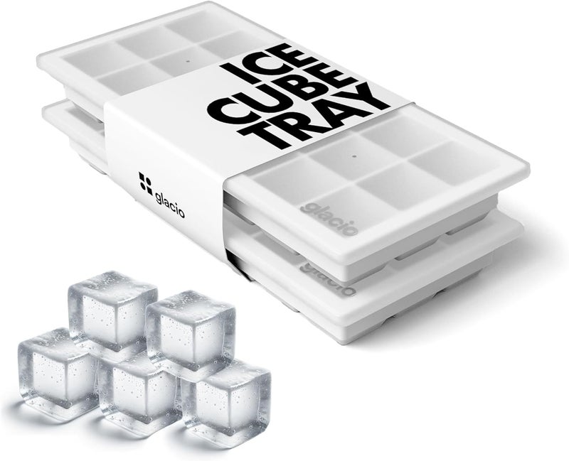 Glacio Ice Cube Tray – Set of 2 Small Silicone Molds with Lids, BPA-Free and Flexible for Cocktails and Beverages - Image 1