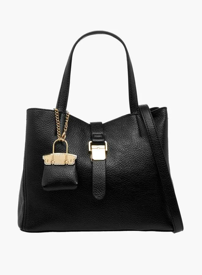 Flora Bella By Shoexpress Solid Tote Bag with Charm Accent