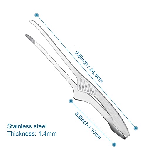 YRMJ 2 Pieces Stainless Steel Grill Tongs for Korean and Japanese BBQ Clean & Convenient Use,Non-Slip Serrated Tips,Ideal for Cooking Self-Standing Tongs for Salad,Grill,Camping,Buffet,Oven - Image 2