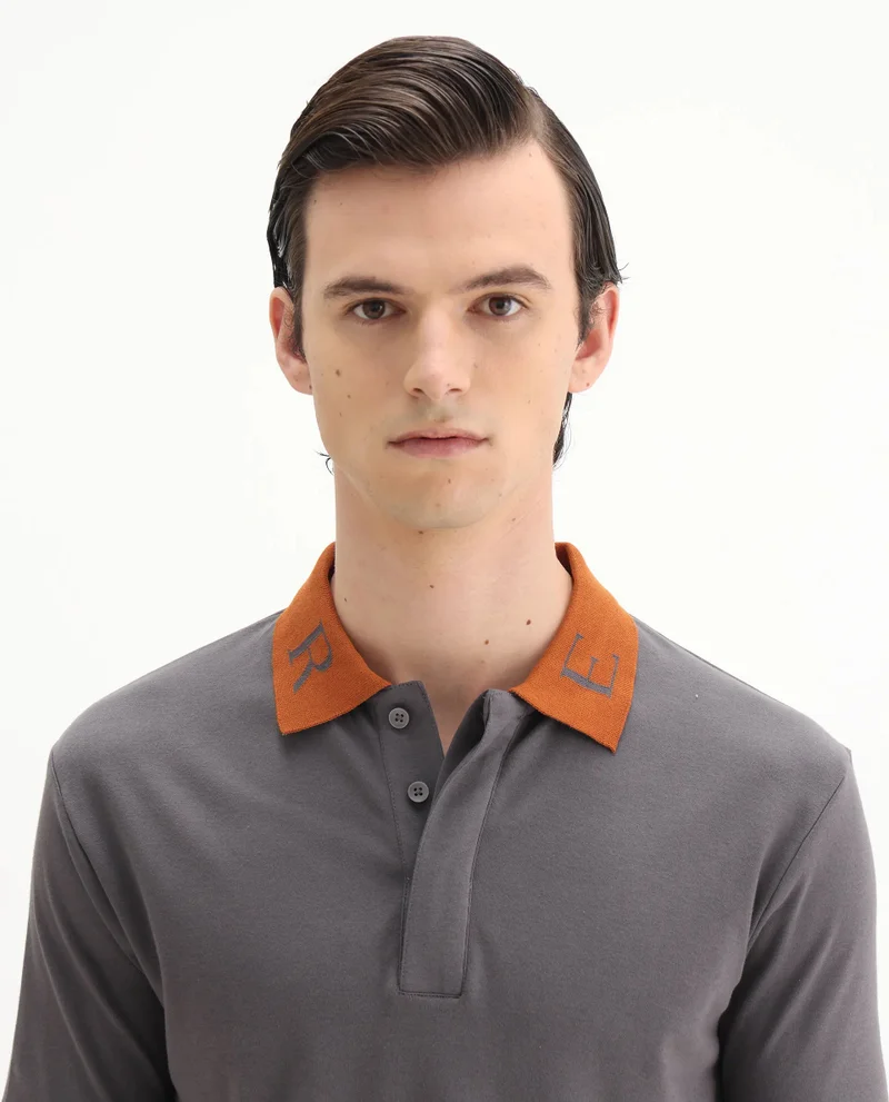 Rare Rabbit Men's Contrasting Embroidered Collar Solid Polo