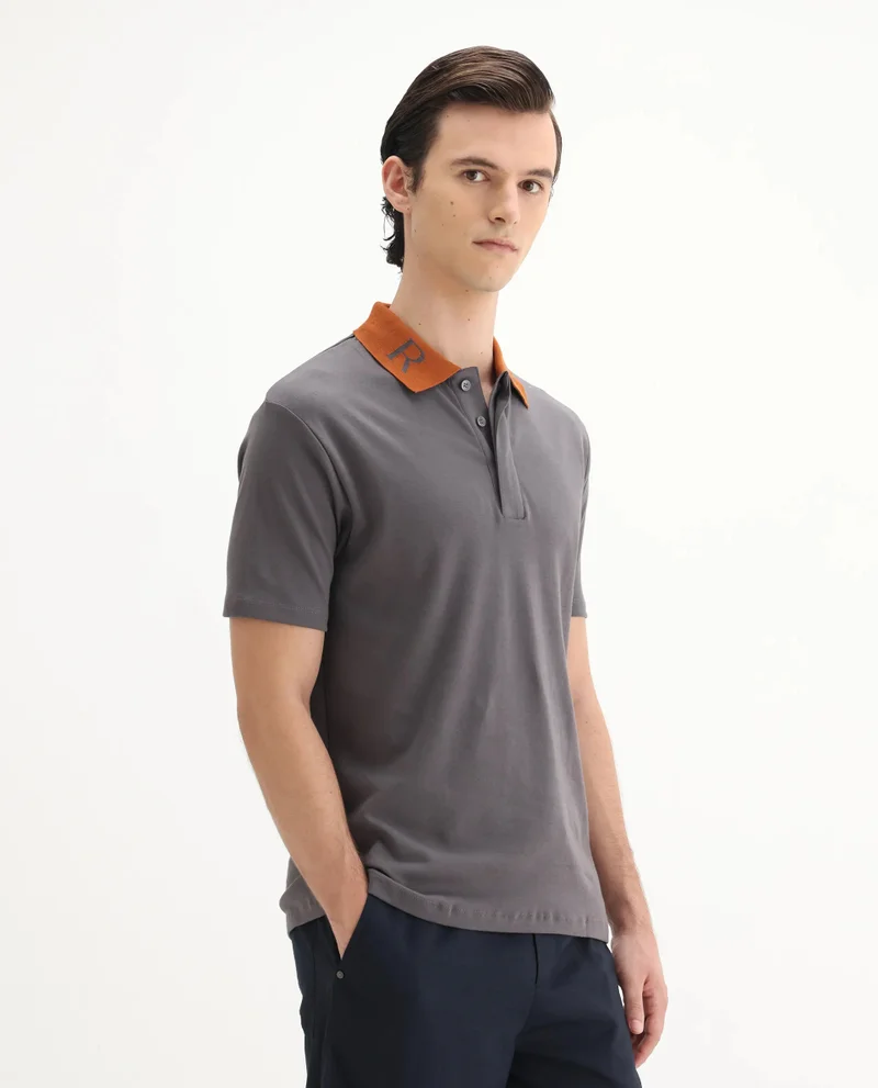 Rare Rabbit Men's Contrasting Embroidered Collar Solid Polo