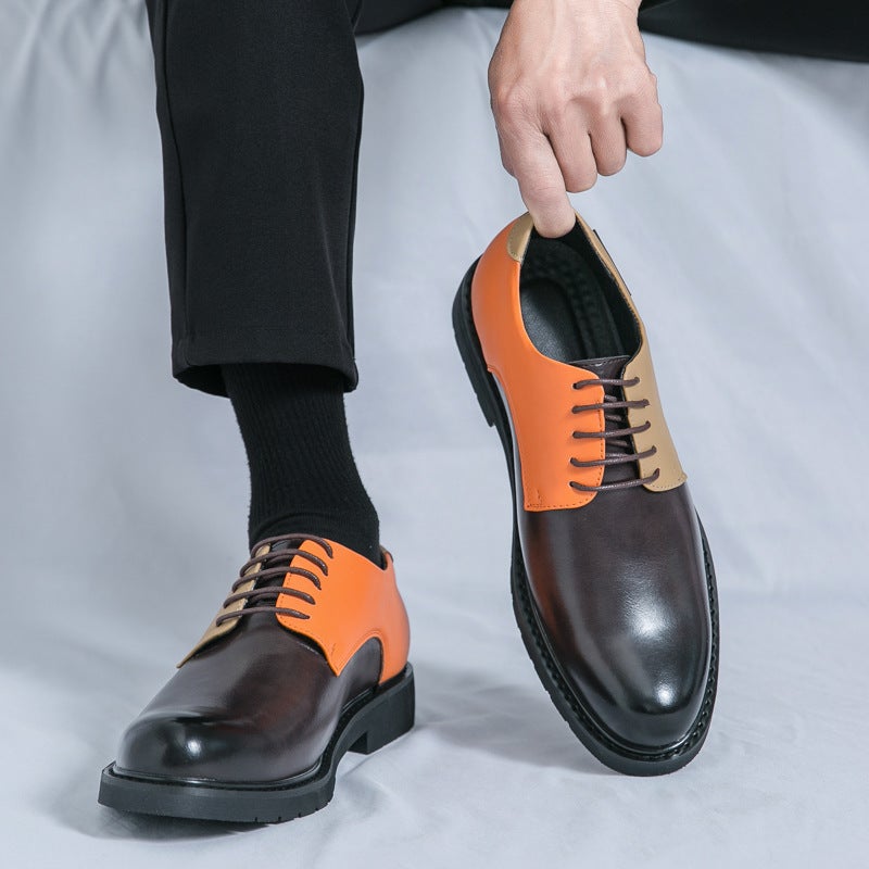Men'S Spring Autumn Business Formal Suit Leather Shoes Male Personality Patchwork Lace-Up Derby Shoes Fashion Wedding Groomsman Shoe - Image 3