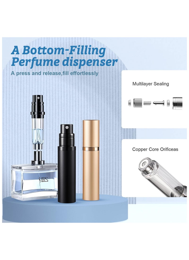 Anmi - Travel Perfume Refill Bottle 5ML, Bottom Refill (Black+Silver +Gold) - Image 1