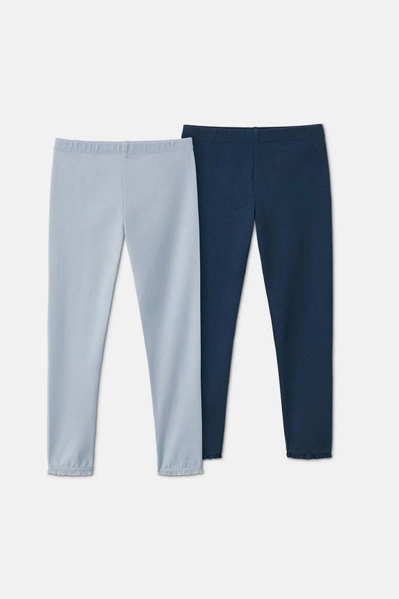 Tchibo سروال ليغينغز للبنات الصغيرات 2 قطعة، Navy و Light Blue - Image 2