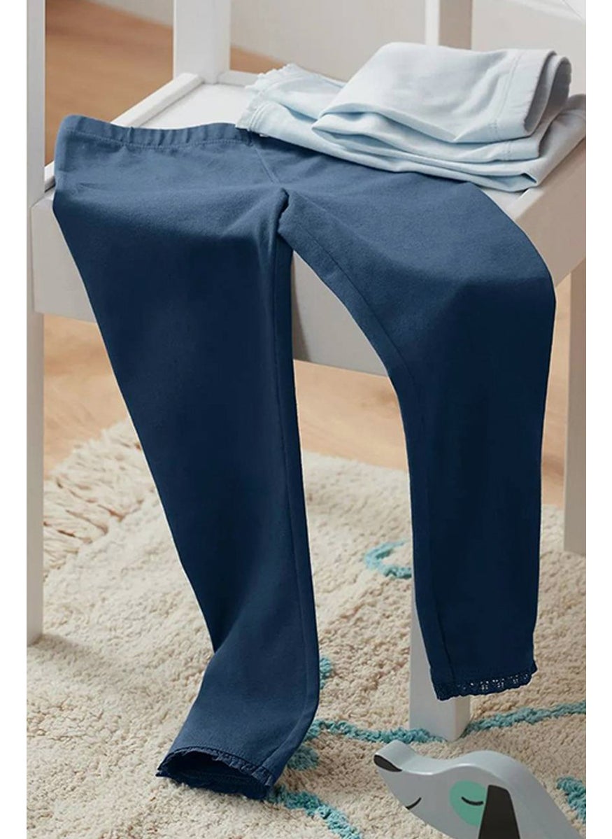 Tchibo Toddler Girl 2 Pcs Pull On Leggings, Navy and Light Blue  - Image 1