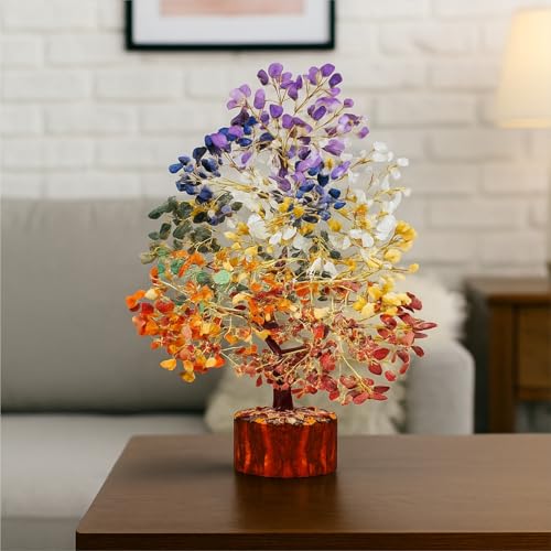 HOMIFLY 300 Beads Crystal Tree/7 Chakra Crystal Tree/Showpiece Good Luck and Positive Energy/Showpiece for Living Room/Natural Healing Gemstones Money Tree/Lucky Tree for Good Luck (Multicolor) - Image 5