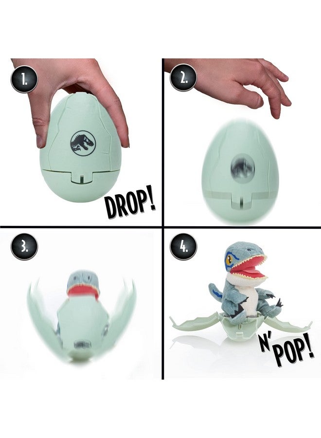 واو! ستاف يا لها من روعة! لعبة "بودز ستاف" من عالم جوراسيك - ديناصور فيلوسيرابتور أزرق | بيضة ديناصور مع دمية قطيفة قابلة للفتح | منتجات وهدايا وألعاب رسمية من سلسلة "المملكة الساقطة" للأولاد والبنات من سن 5 سنوات فما فوق - Image 2