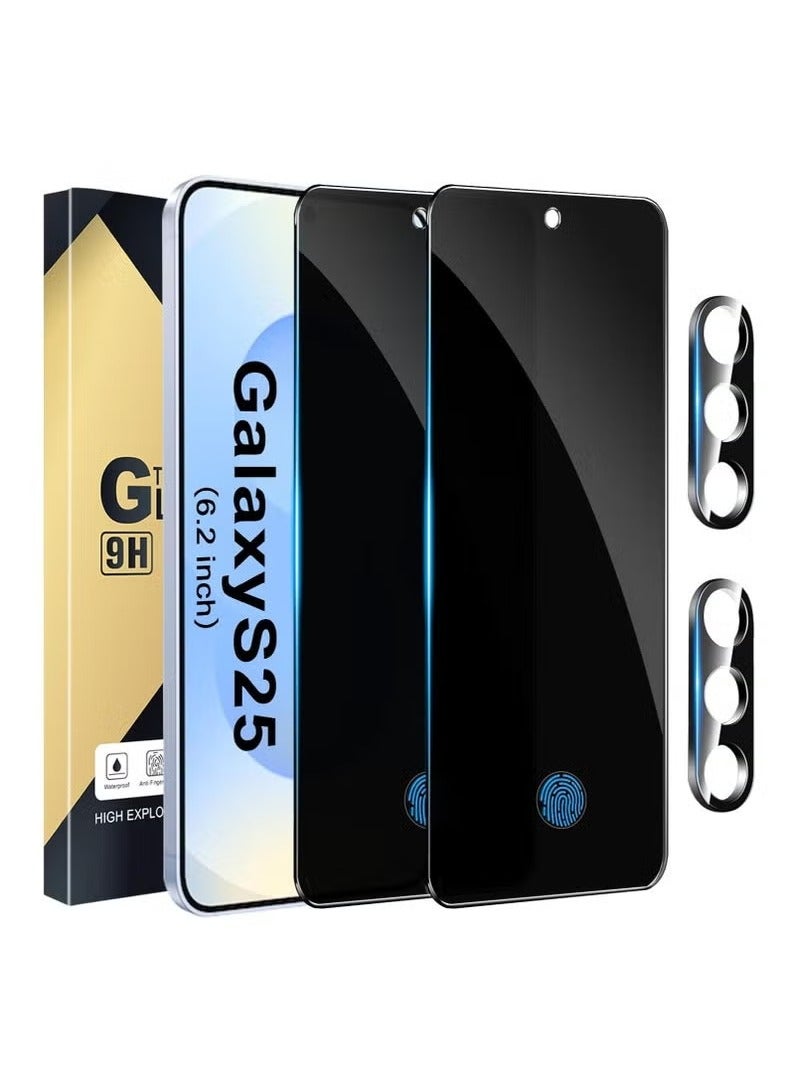 TIGER Galaxy S25 Privacy Screen Protector 2 Pack – Tempered Glass Anti-Spy Protection with High Clarity, Includes 2 Pack Camera Lens Protector for Samsung Galaxy S25 5G – Scratch Resistant, Shatterproof, Full Screen Coverage for Enhanced Privacy - Image 1