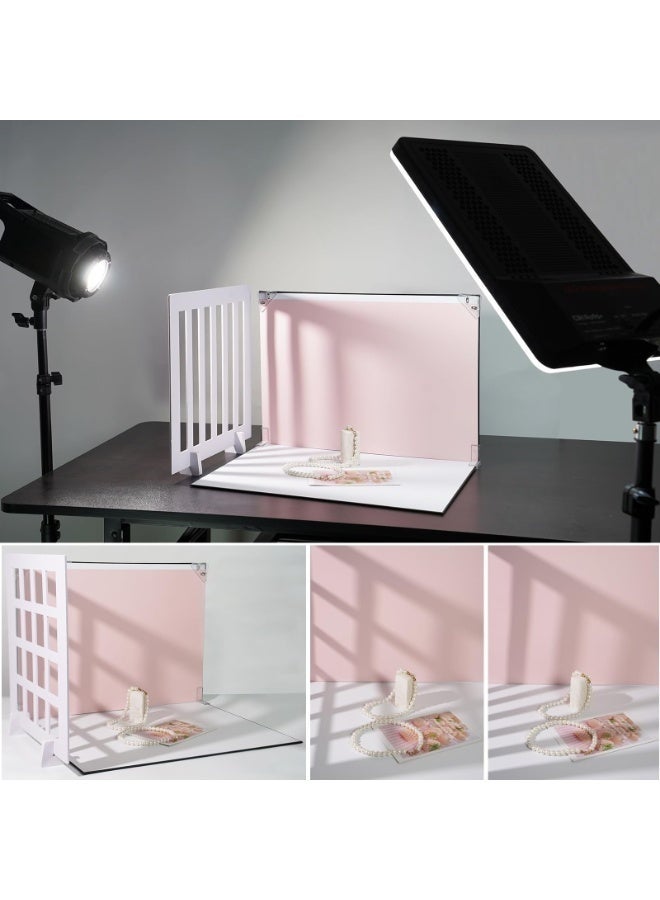 والالا خلفية لتصوير المنتجات مع لوحين للإضاءة والظلال، مجموعة أدوات تصوير صغيرة من 10 قطع/20 نمطًا لتصوير المنتجات الصغيرة، مناسبة لتصوير الأطعمة والمجوهرات والقطع الصغيرة. - Image 2