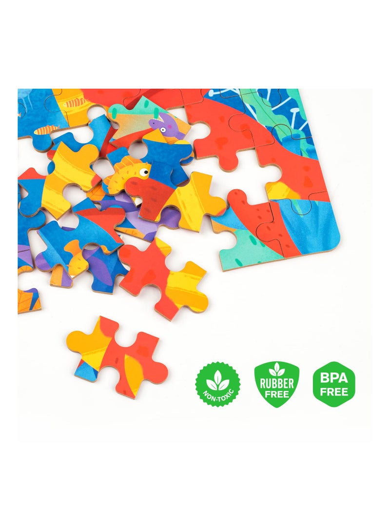 3-in-1 Educational Wooden Jigsaw Puzzles for Kids Ages 3-5, 48-60 Pieces Dinosaur Puzzles, Perfect Learning Gift for Toddler Boys and Girls, Fun and Engaging Preschool Toys. - Image 5