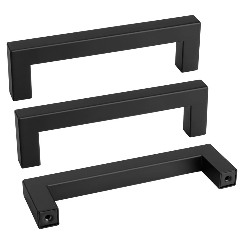 Goldenwarm 10 Pack Black Square Bar Cabinet Pull Drawer Handle Stainless Steel Modern Hardware for Kitchen and Bathroom Cabinets CupboardCenter to Center 4in102mm Cabinet Handles