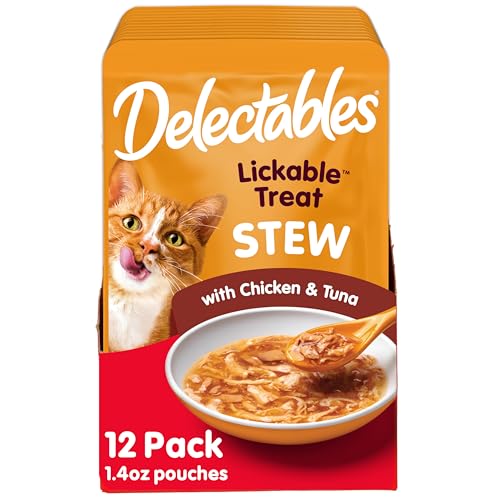 Hartz Delectables Stew Lickable Wet Cat Treats for Adult & Senior Cats, Chicken & Tuna, 1.4 Ounce (Pack of 12) - Image 1