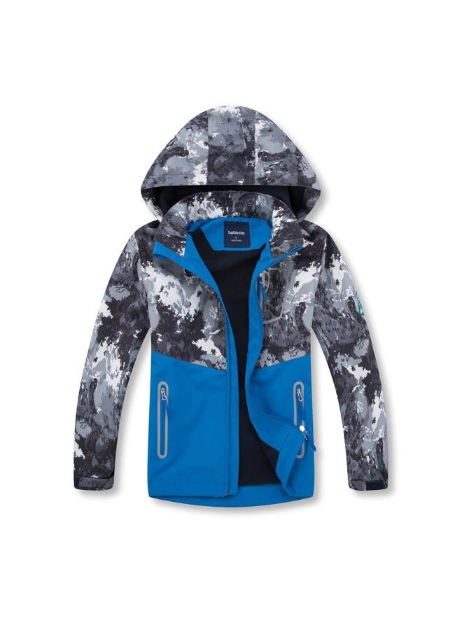 MGEOY Boys Rain Jacket Lightweight Waterproof Hooded Coats Windbreakers for Kids Grey 5/6, Grey Camouflage(lining:fleece), 5-6 Years - Image 1