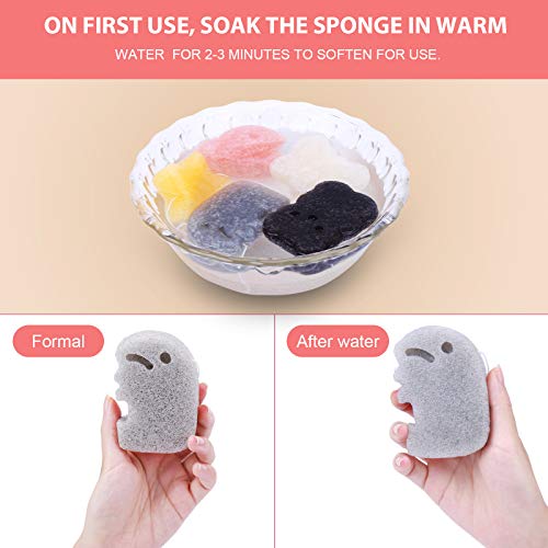 KECUCO 5 Pcs Konjac Baby Sponge for Bathing, Kids Bath Sponges for Infants, Toddler Bath Time, Cute Shapes and Safe Plant-Based Konjac Baby Bath Accessories, 5pcs - Image 5