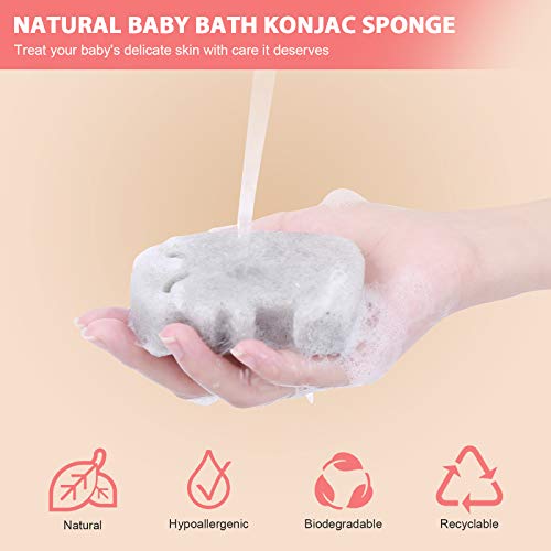 KECUCO 5 Pcs Konjac Baby Sponge for Bathing, Kids Bath Sponges for Infants, Toddler Bath Time, Cute Shapes and Safe Plant-Based Konjac Baby Bath Accessories, 5pcs - Image 4