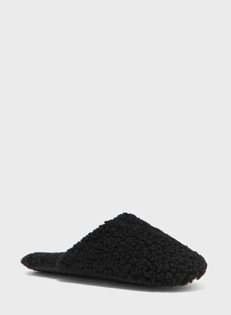 Truffle Furry Slip On Bedroom Slipper