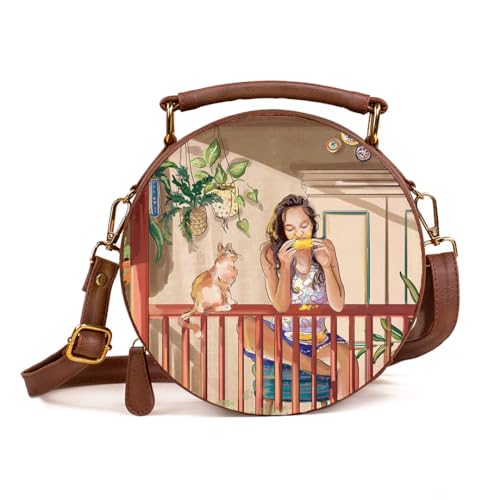 Kalankit Round Sling Bag for Women & Girls | Stylish Vegan Leather Crossbody Purse | Side Bag with Strap | Valentine Gift | Birthday Present | Travel-Friendly | Mango Summers - Image 1