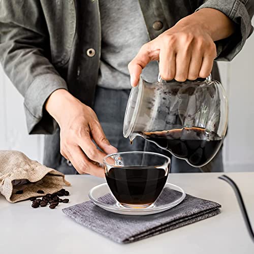 MARTVIA Premium Classic Glass Tea & Coffee Cup and Saucer - 250 ML, for Transparent Espresso Cappuccino hot Chocolate, Cups and Saucer Set for Coffee, Green Tea (Deluxe Set, 4 Cup and 4 Saucer) - Image 3