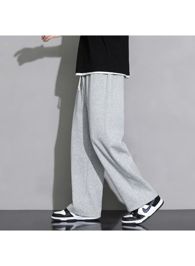 Foss Phil Men's Loose Wide Leg Straight Pants Men's Spring And Summer High Street Casual Pants 901 Light Grey 4XL - Image 5