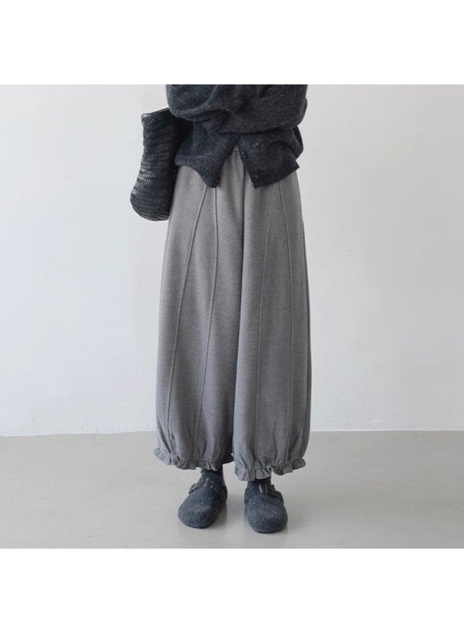 XINYANG Wooden Lace Straight Leg Pants 2025 Autumn Winter Wool Trousers High Waist Slimming Petite Women'S Pants - Image 5