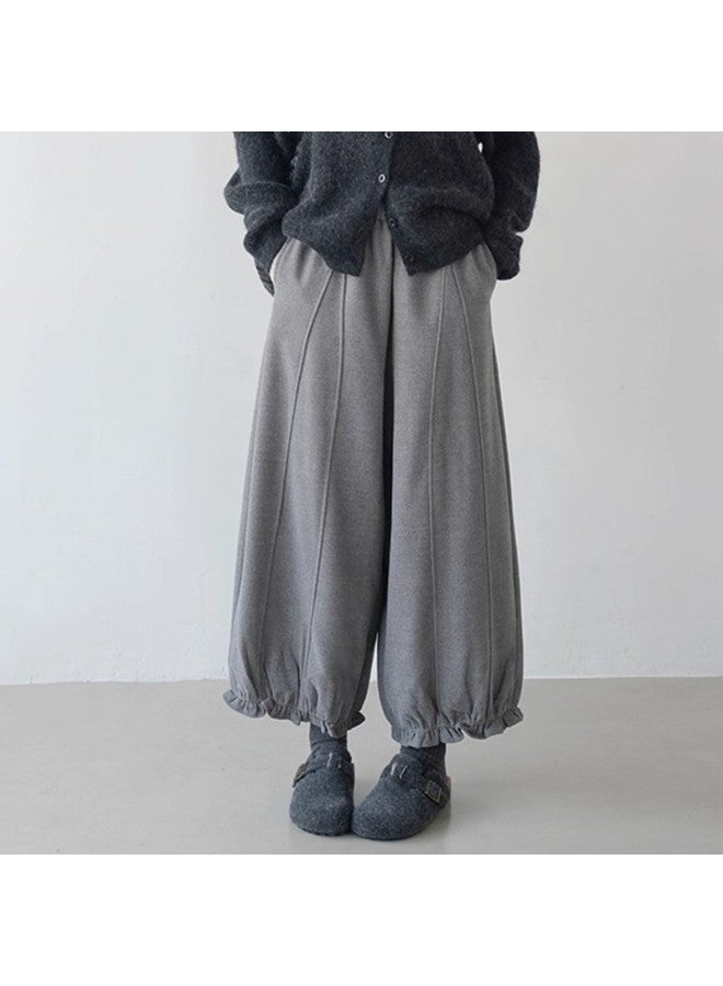 XINYANG Wooden Lace Straight Leg Pants 2025 Autumn Winter Wool Trousers High Waist Slimming Petite Women'S Pants - Image 2