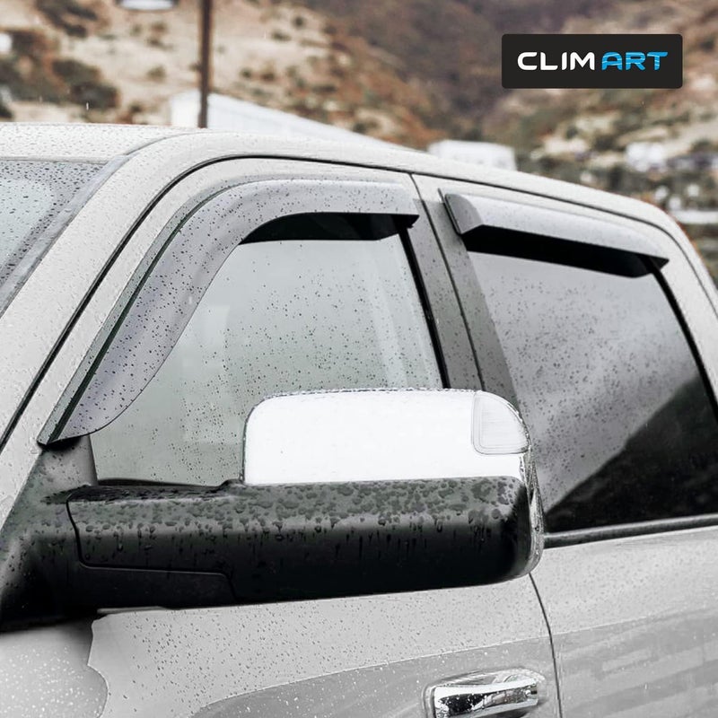 CLIM ART Durable Rain Guards for Dodge RAM 2500 3500 (2019-2024) - Dark Smoke Window Deflectors - Image 2