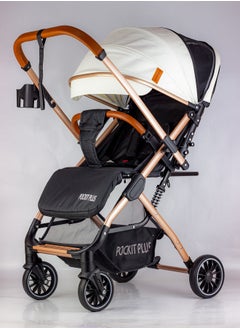LUCID Luxury Baby Stroller Handle with Umbrella and Leather Cover from Lucid Baby Model - POCKIT PLUS - White  - Image 2