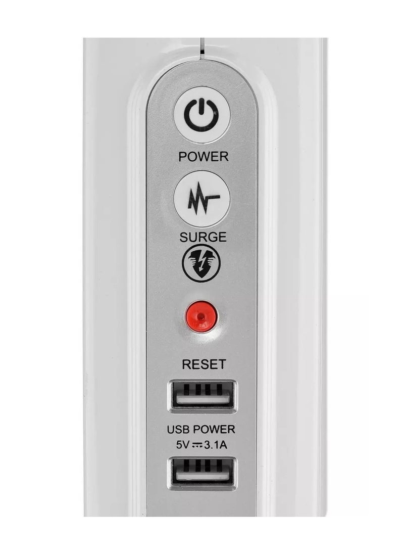 MASTERPLUG High Gloss 4 Compact Back To Back Socket 4 Meter With 2 USB Ports And Overload Switch Surge Protection SRGDUK44PW3  - Image 2