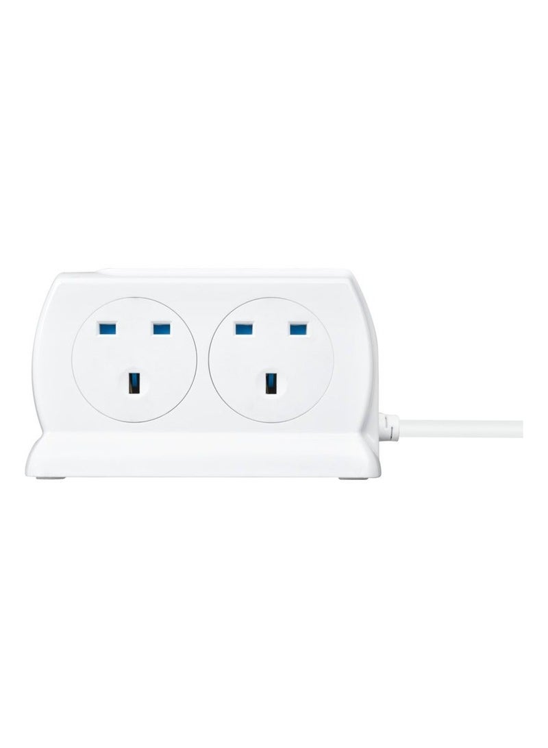 MASTERPLUG High Gloss 4 Compact Back To Back Socket 4 Meter With 2 USB Ports And Overload Switch Surge Protection, White - Image 3