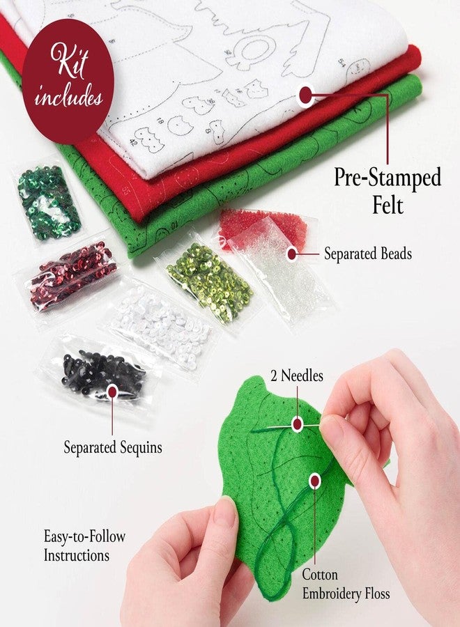 Bucilla, Jolly Santa, Felt Applique Christmas Tree Skirt Making Kit, Perfect for DIY Arts and Crafts, 89640E - Image 3