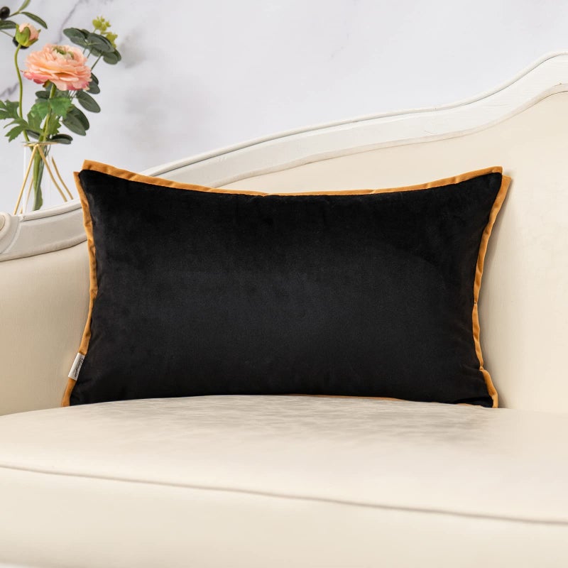Yangest Black and Gold Rectangle Pillow Cover Cut Velvet Leopard Print Cushion Cover Luxury Modern Pillowcover for Couch Living Room Bedroom,12x20 Inch - Image 2
