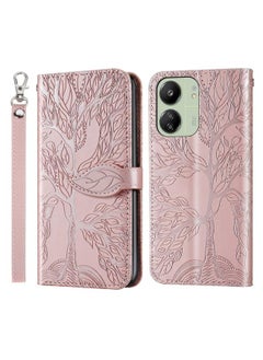 erorex Case For Xiaomi Redmi 13C 4G / 5G Life Tree Embossing Pattern Leather Phone Case  - Image 1