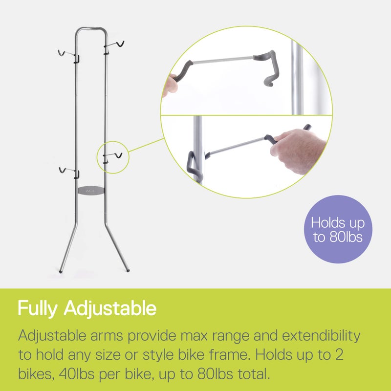 Delta Cycle Michelangelo 2 Bike Storage Rack - Gravity Fully Adjustable Bike Rack Garage For Road, MTB, and Hybrid Bicycles - Vertical Bike Rack Holds Up To 80 lbs - Image 3