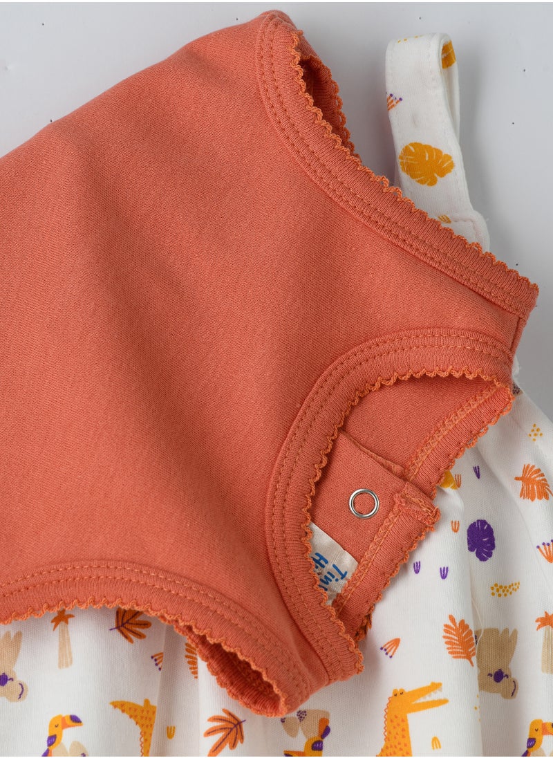 Tiny Hug Baby Girl Sleeveless Onesie and Printed Pinafore Dress Set  - Image 4