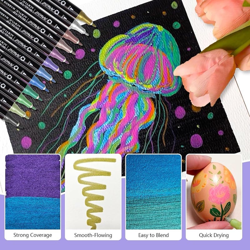 Artecho Acrylic Paint Markers 12 Metallic Colors - Image 4