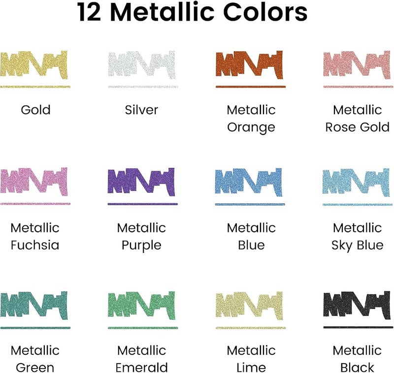 Artecho Acrylic Paint Markers 12 Metallic Colors - Image 2