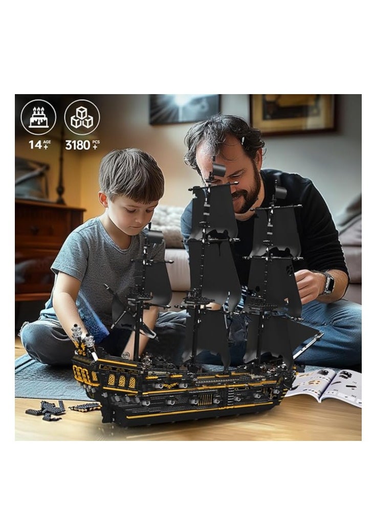 mould king 13199 Pirates Ship Model Building Blocks Kits, MOC Large Black Pearl Sailboat Model Construction Set to Build, Gift for Kids/Adults Collections Enthusiasts  - Image 2