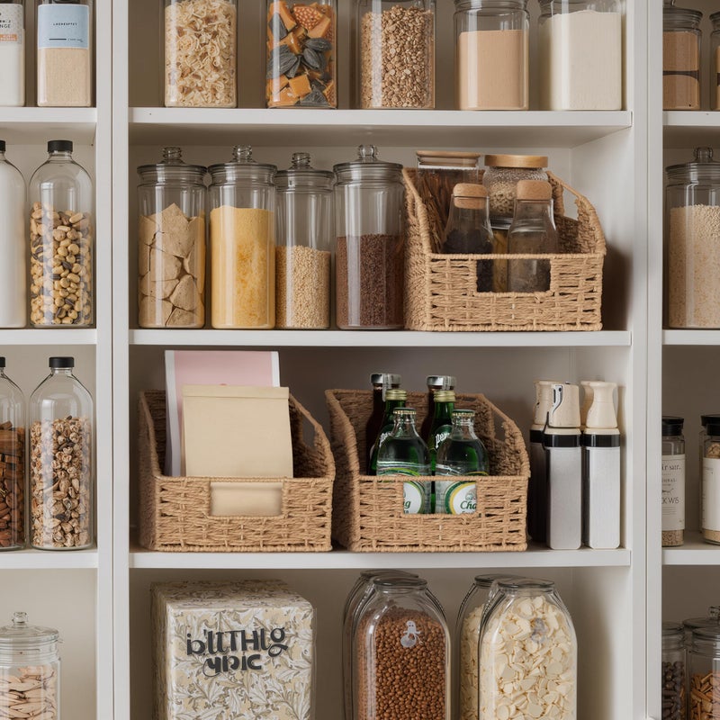 StorageWorks Wicker Baskets for Organizing, Pantry Organizers and Storage, Round Paper Rope Storage Basket for Pantry Shelves, Orange, 2 Pack - Image 5